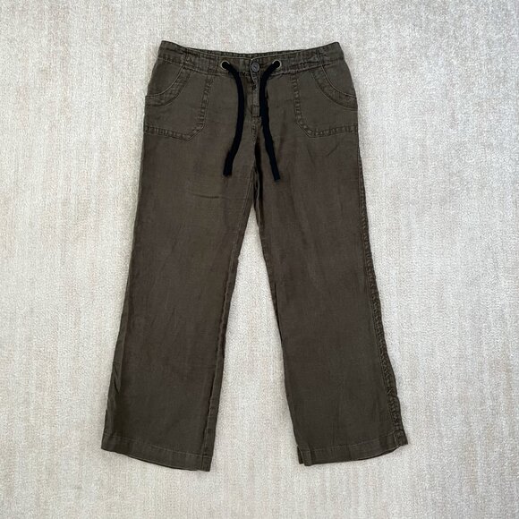Sanctuary Linen Green Boho Wide Leg Crop Pants 28 - Picture 1 of 10